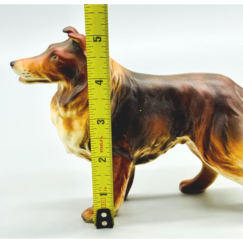 Collie Rough Coat Mother and Puppy Set Dog Figurine Brown Ceramic Japan - Picture 15 of 16